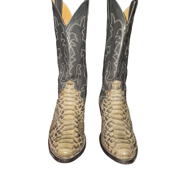 WOMENS Justin Python Snake Skin Western Cowboy Boots 7D USA Made - Picture 2 of 7
